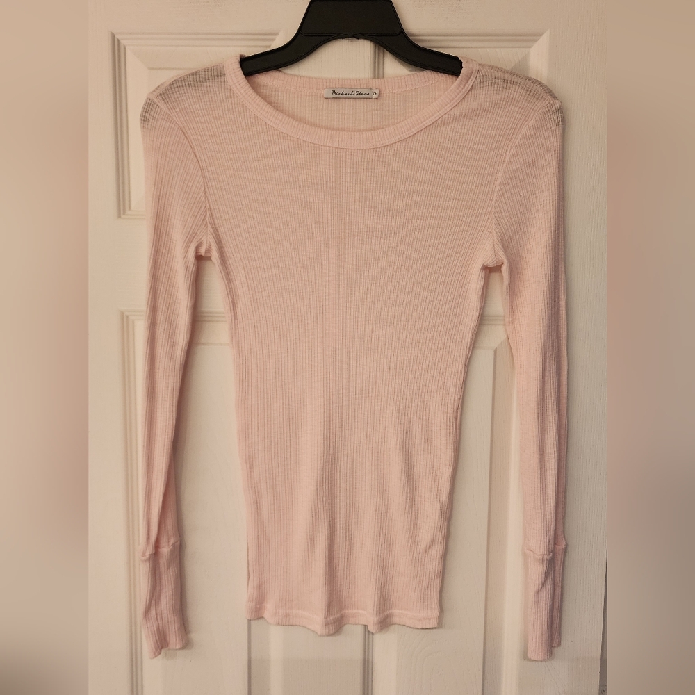MICHAEL STARS Thermal Style Tee In Pale Pink (OS) - Picture 2 of 9